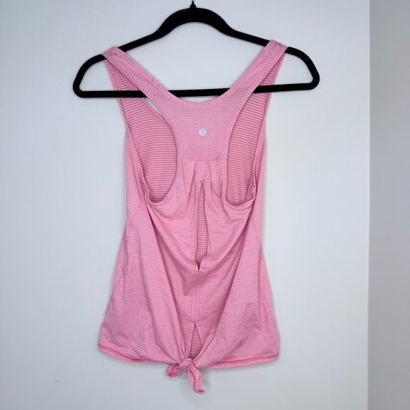 Lululemon Salute the Sun Tank – Heathered Yum Yum Pink Size 4 Tie Up Split Back - Picture 6 of 9